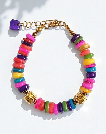 BRANSOLETKA : Summer collection: złota lawa, kolorowa masa perłowa, kaktusia