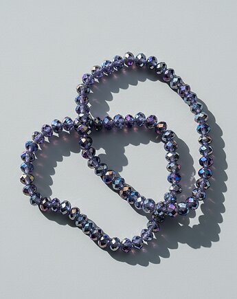 Zestaw Dwóch Fioletowych Bransoletek z Kryształków Szklanych, All My Jewelry