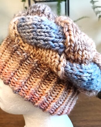 Cieplutka Dwustronna Czapka Beret Patchwork Enterlac, Majka