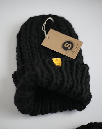 Wełniana czapka zimowa peruvian WOOLY czarna, sploteka
