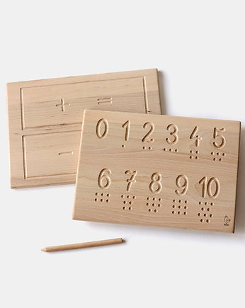 Drewniana tabliczka do nauki cyfr i liczenia, OSOBY - Prezent dla dwulatka