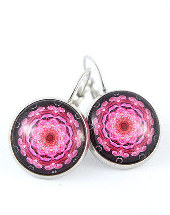 Kolczyki - Mandala różowy kwiat, yenoo