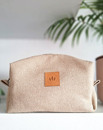 Kosmetyczka z beżowej 'lnianej' plecionki, sabi tatka