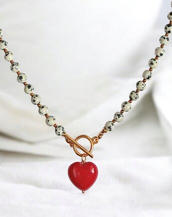 Jaspis dalmatyński i serce : CEGLASTA CZERWIEŃ: naszyjnik, kaktusia