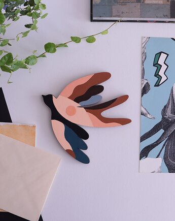 Jaskółki drewniany dekor/ art 4, na_ha_ku