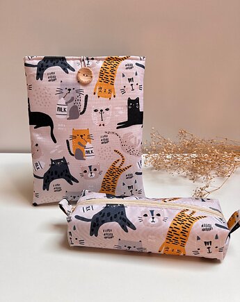 Zestaw dla miłośnika kotów  - etui na książkę / tablet  i piórnik, Gucia Design