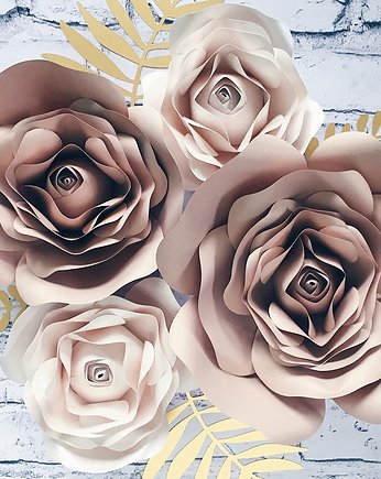 Kwiaty na ścianę 3D - papierowe róże NUDE 2, So cute So lovely