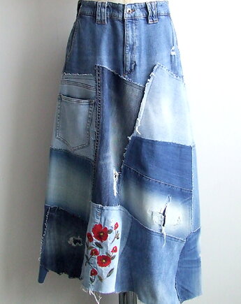 Patchworkowa spódnica jeans r.46, AnitaPalmerArt