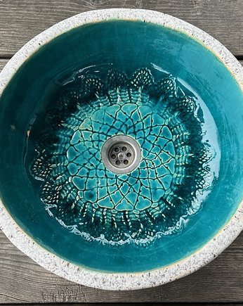 UM67 Umywalka ceramiczna, okrągła z koronką, Dekornia