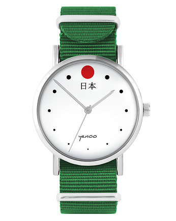 Zegarek - Japonia - zielony, nylonowy, OKAZJE - Prezenty na 18 dla chłopaka