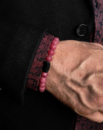 Bransoleta Męska Różowa Amulet obwód 20cm, ZIĘBA