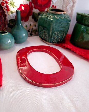 Ramka ceramiczna czerwona dekoracja ścienna, Wooden Love