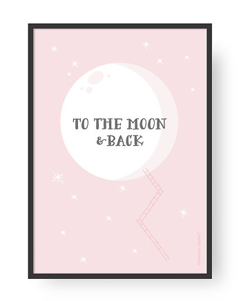 Plakat Moon - Pink, PAKOWANIE PREZENTÓW - prezenty diy