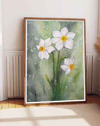 Oryginalna akwarela. Narcyzy A3, Malgorzata Domanska