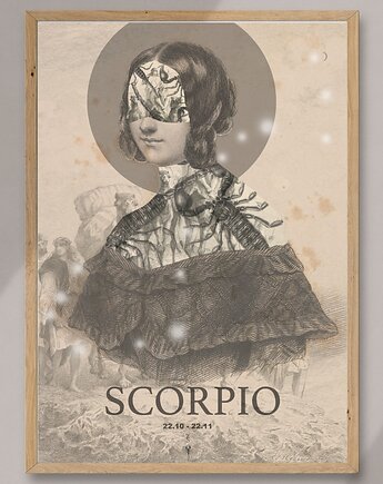 Plakat Zodiac Scorpio, zlepki sklejki