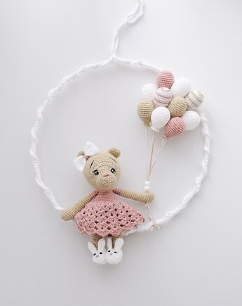 Łapacz snów  XL z misiem - róż/beż, Lollipop