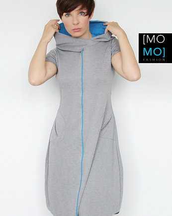 Sukienka z Kapturem szara by momo, momo fashion