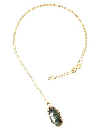 Złoty naszyjnik ze szmaragdem w stylu Vintage, Blooming Stones