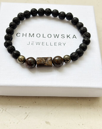 Bransoletka męska Bronzyt i Piryt, Chmolowska Jewellery