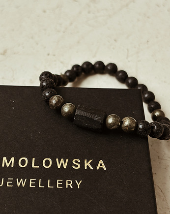 Bransoletka Męska Piryt i Turmalin, Chmolowska Jewellery
