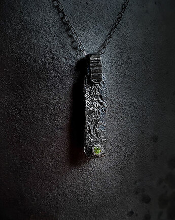 Naszyjnik męski  "Smoła " z naturalnym prasiolitem o szlifie fasetowym, ZIĘBA