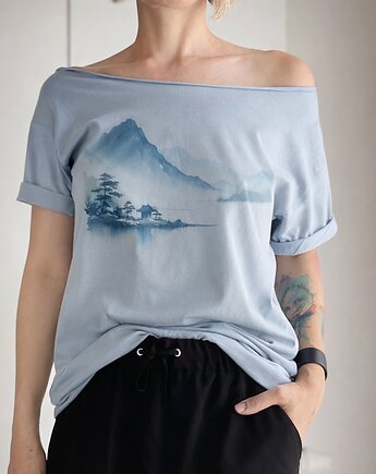 Jezioro góry japoński krajobraz Bladoniebieski Oversize, ONE MUG A DAY