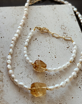 Bransoletka z pereł naturalnych Cytryn, Chmolowska Jewellery