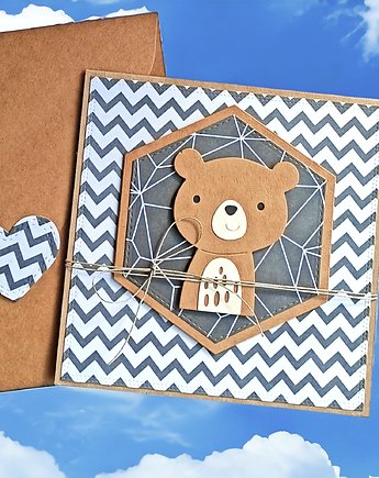 MIŚ zygzak : kartka handmade na urodziny, roczek, kaktusia