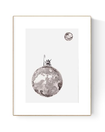 Grafika 21X30 malowana ręcznie na papierze, MiniMalArt
