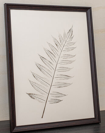 Minimalistyczna grafika BOTANICZNA w ramie A3. Brązowy Liść Sumaka 30x40 cm, Kuźnia Obrazów