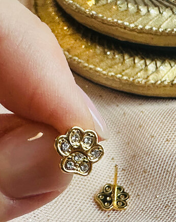 Kolczyki łapki, psia łapa, koci ślad sztyfty, komunia, Anemon Atelier