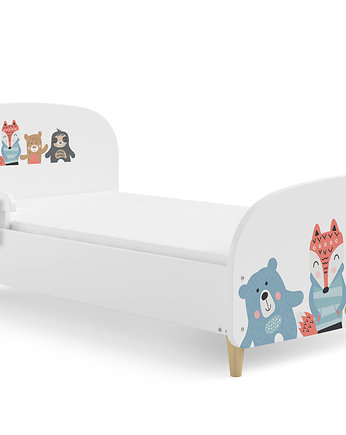 Łóżko Olli 140x70 białe - zwierzątka, OSOBY - Prezent dla dziecka