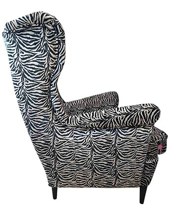 Fotel uszak Zebra we wzory, patchwork, welurowy, Flamingos