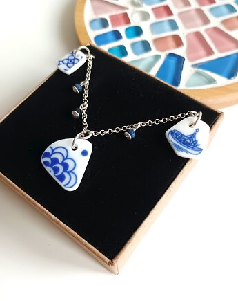 Kolia kobaltowa + szafiry, biżuteria z talerzy