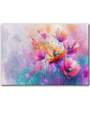 Obraz na płótnie - 100x70 cm - Energetyczne maki (1-0590), raspberryEM
