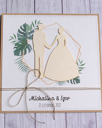 Kartka w pudełku : monstera : personalizacja., kaktusia