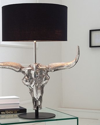 Lampa stołowa Toro rogi czarna chrom 68cm, OKAZJE - Prezent na 80 urodziny