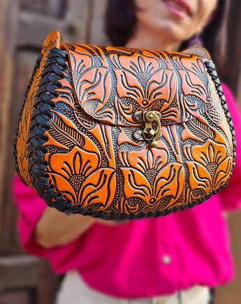 Torebka skórzana ręcznie robiona Julia Pomarańczowa, SempreArte