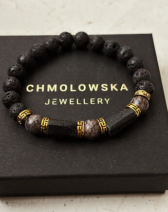 Bransoletka męska Obsydian i Turmalin, Chmolowska Jewellery