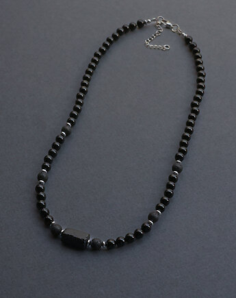 Męski naszyjnik ochronny onyks i turmalin, AT NOON