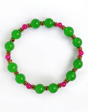 SUMMER COLLECTION : bransoletka na gumce : jadeit III, kaktusia