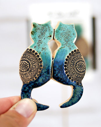 Ceramiczne koty bliźniaki - magnes na lodówkę, 10FingersArt