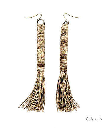 NATURE kolczyki chwosty długie Naturalny len, galeria nuit