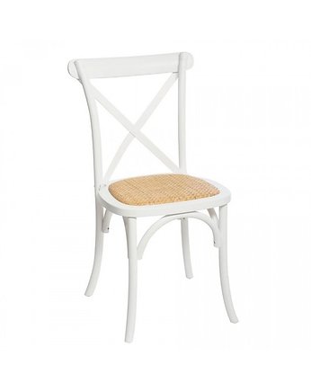 Krzesło Drewniane Vintage z Plecionką Białe, MIA home