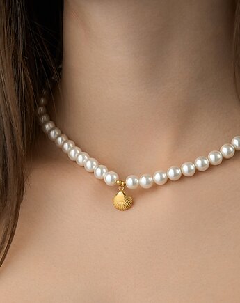 Choker naszyjnik perły muszelka- srebro 925 pozłacane, Coccola JEWELLERY