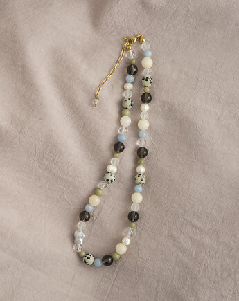 Bąbelkowy naszyjnik z pereł naturalnych i kamieni, ech studio