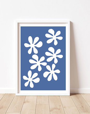 Plakat abstrakcyjny, motywy kwiatowe, niebieski, Dekorando