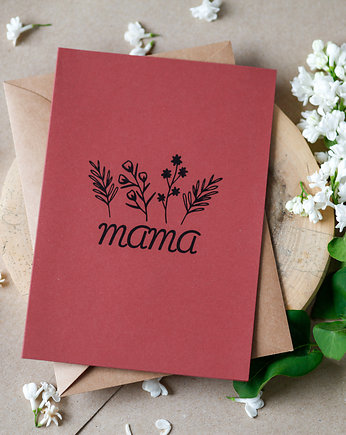 Kartka okolicznościowa na dzień mamy kwiaty  B6 papier czerwony, OSOBY - Prezent dla mamy