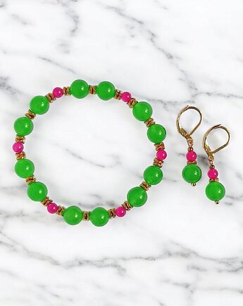 RAZEM TANIEJ! summer collection : bransoletka i kolczyki : jadeit III, kaktusia