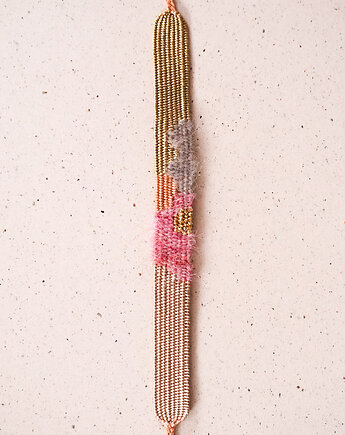 Pastelowa bransoletka tkana na krośnie z regulowanym zapięciem, Słońcem Tkane